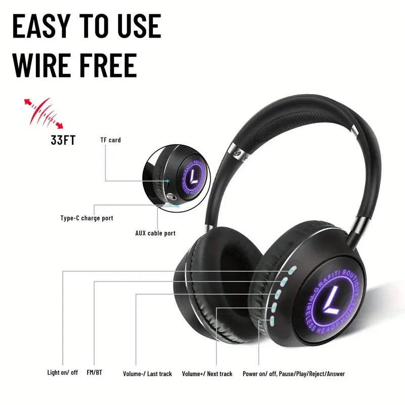 Casque sans fil avec effets RVB