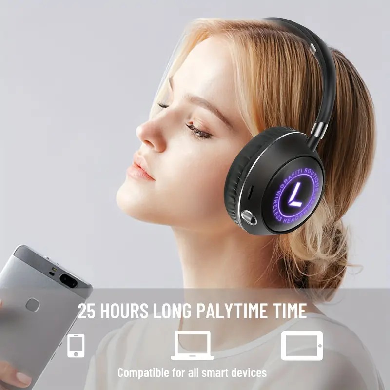 Casque sans fil avec éclairage RVB