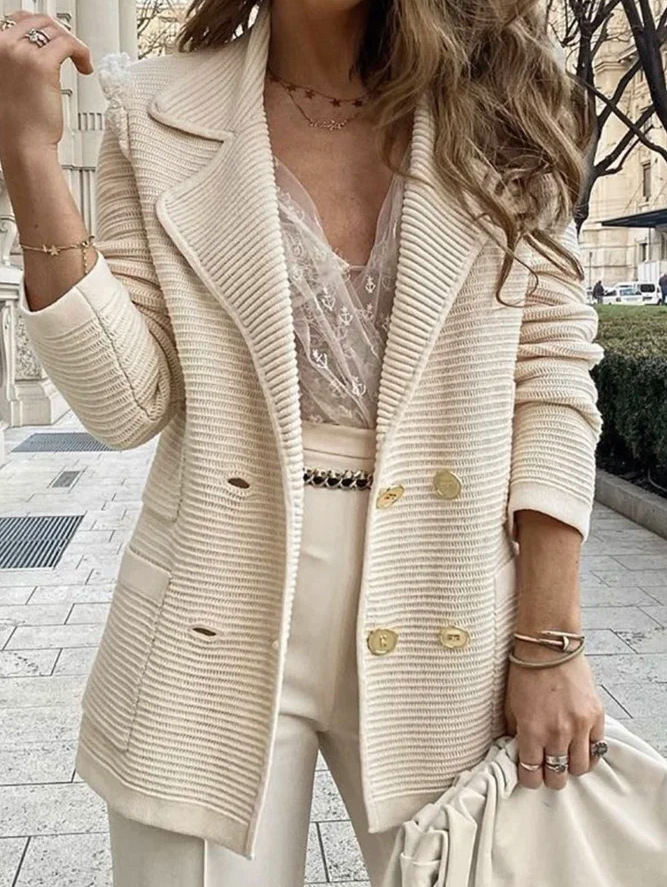 Loose Double-Breasted Women's Suit Jacket