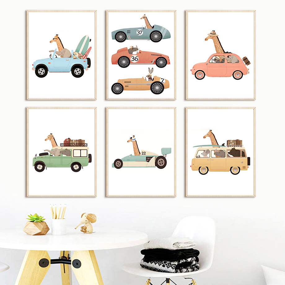Giraffe Elephant Bear Wall Art