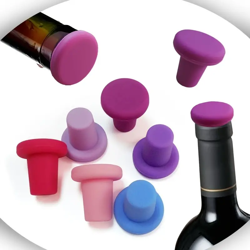 Silicone wine stoppers in various colors