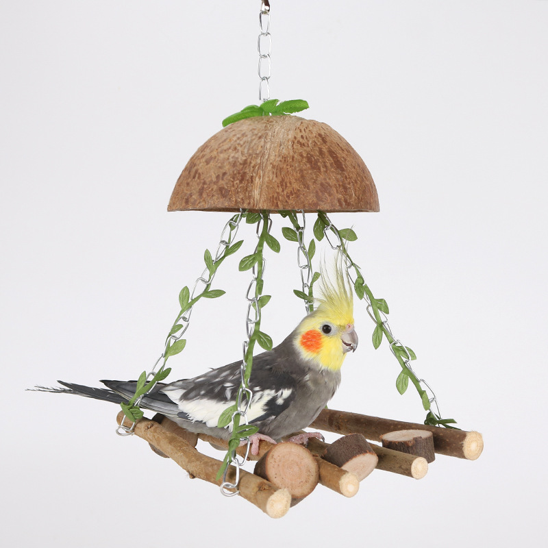 Parrot Paradise Coconut Bird Nest Swing Hammock Image 1