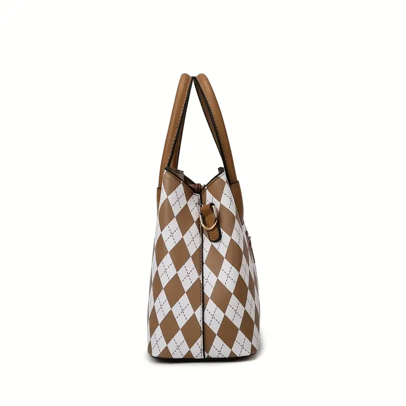 Women's Fashion Diamond Plaid Bag Set - Image 3