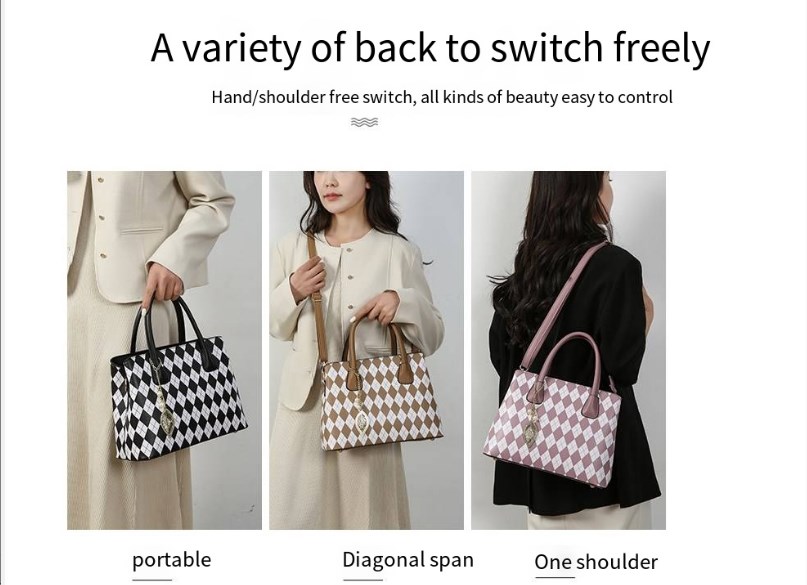 Women's Fashion Diamond Plaid Bag Set - Image 1