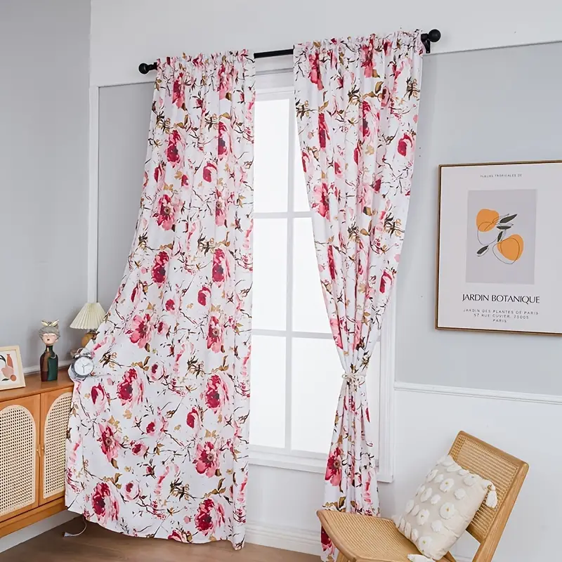 Flower printed curtain
