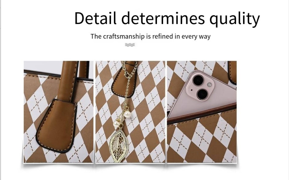 Women's Fashion Diamond Plaid Bag Set - Image 2