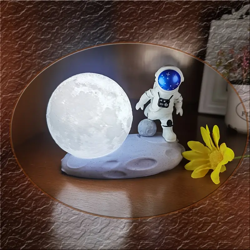 1pc pequeno astronauta lua luz noturna cabeceira sensor de toque atmosfera luz recarregável regulável lâmpada de mesa mudança de cor lâmpada de poupança de energia decorações do quarto presentes de aniversário românticos detalhes 1