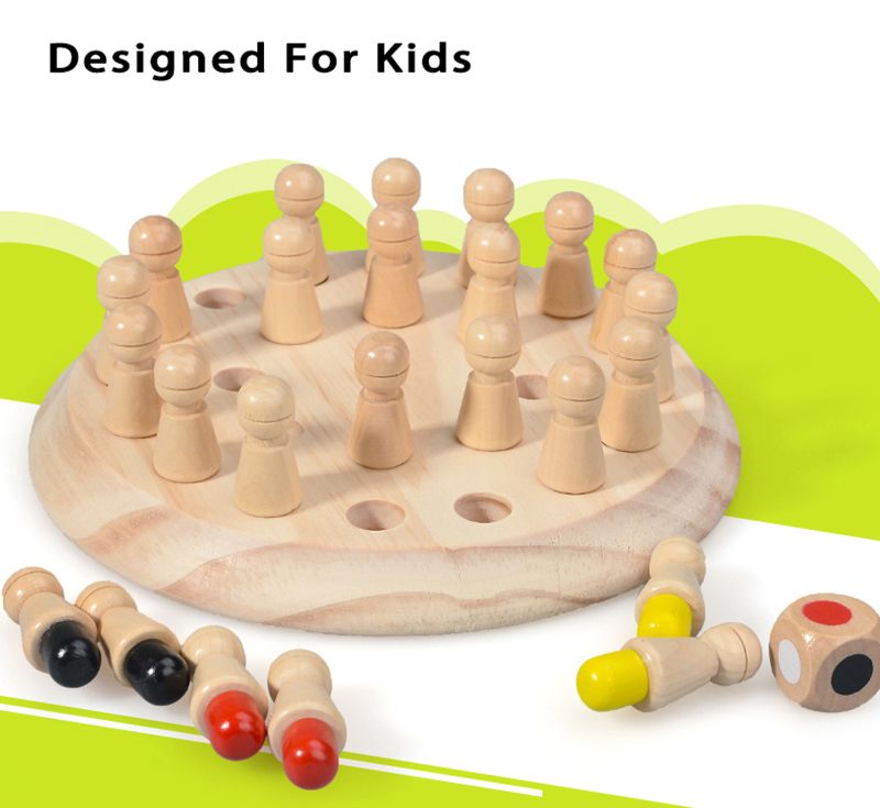 Montessori Memory Match Stick Chess Puzzle Game: Kids Educational Wooden Toys