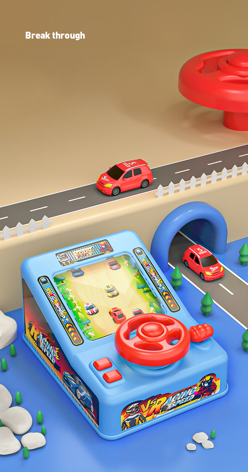 Children's Steering Wheel Electric Racing Game Console