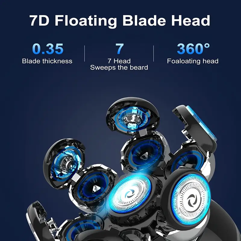7D 5-in-1 Electric Head Shaver - Modern Design