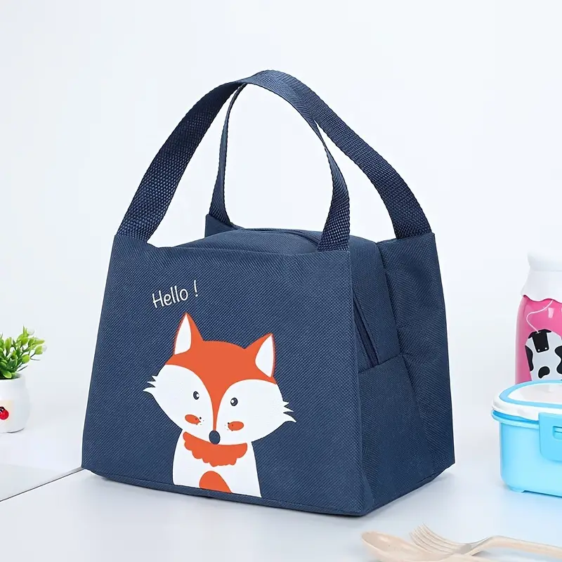 1pc lancheira para mulheres homens portátil bonito animal padrão tote lancheira escola lancheira isolada tote saco térmico reutilizável para trabalho escola piquenique praia ou viagem detalhes 4