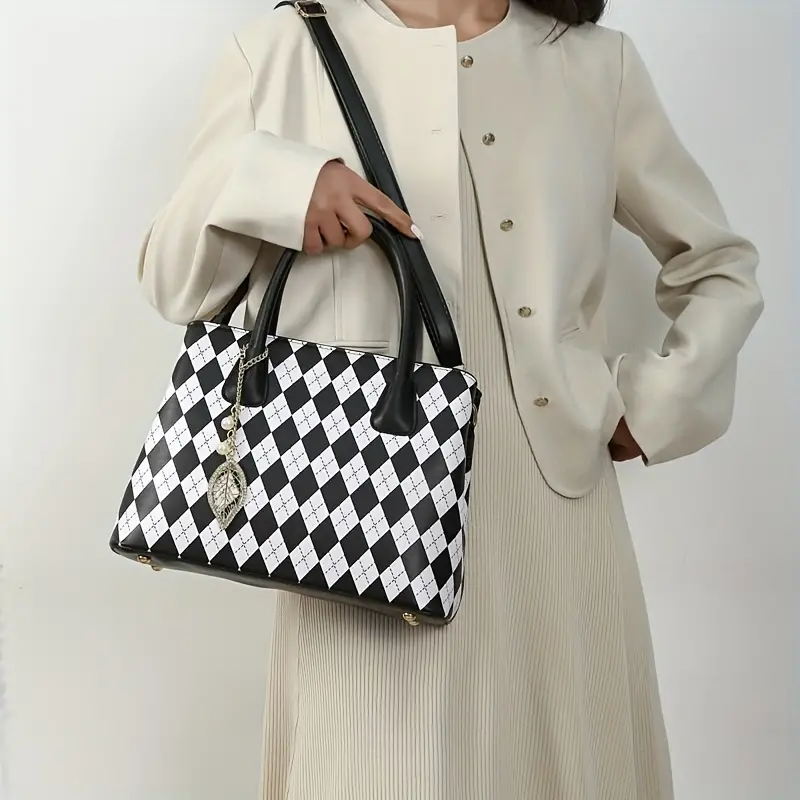 Women's Fashion Diamond Plaid Bag Set - Image 5