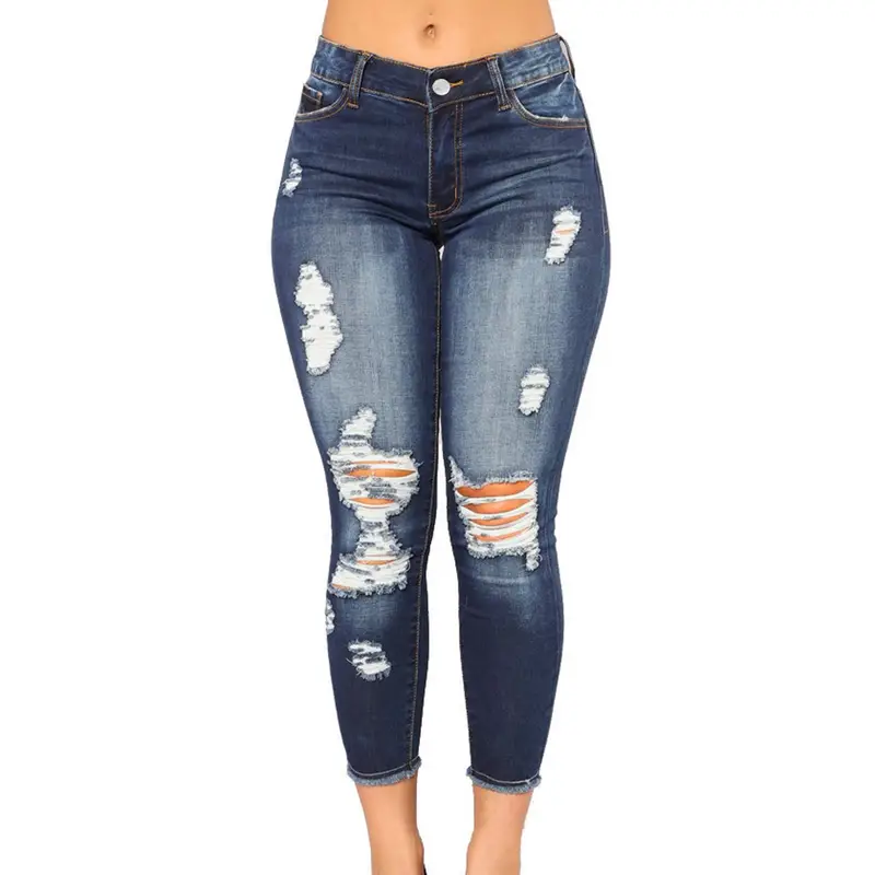 Blue Ripped Skinny Jeans - Image 6