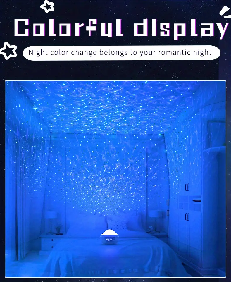 1pc led projetor de onda de água aurora luz noturna com controle remoto recarregável usb atmosfera luz para quarto sala de jogos decoração de casa detalhes 1