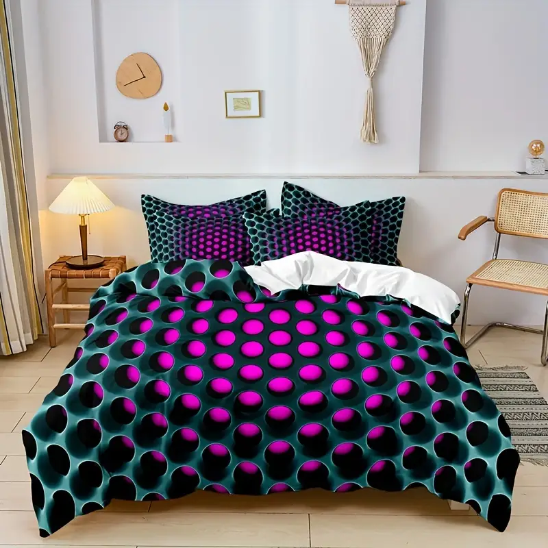 3pcs 3D Dence Hole Printed Duvet Cover Set