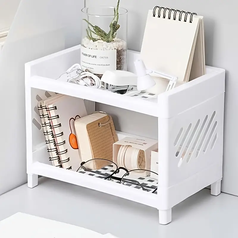 Desktop Double-Layer Rack - White