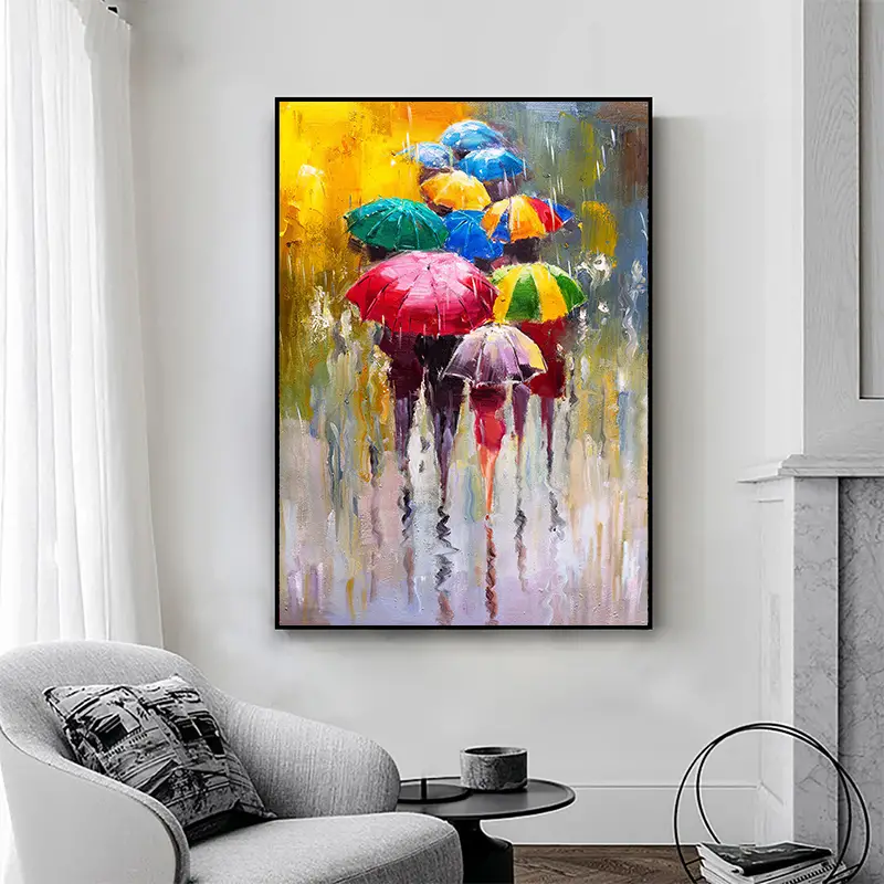 Abstract Man In The Rain Canvas Painting 2