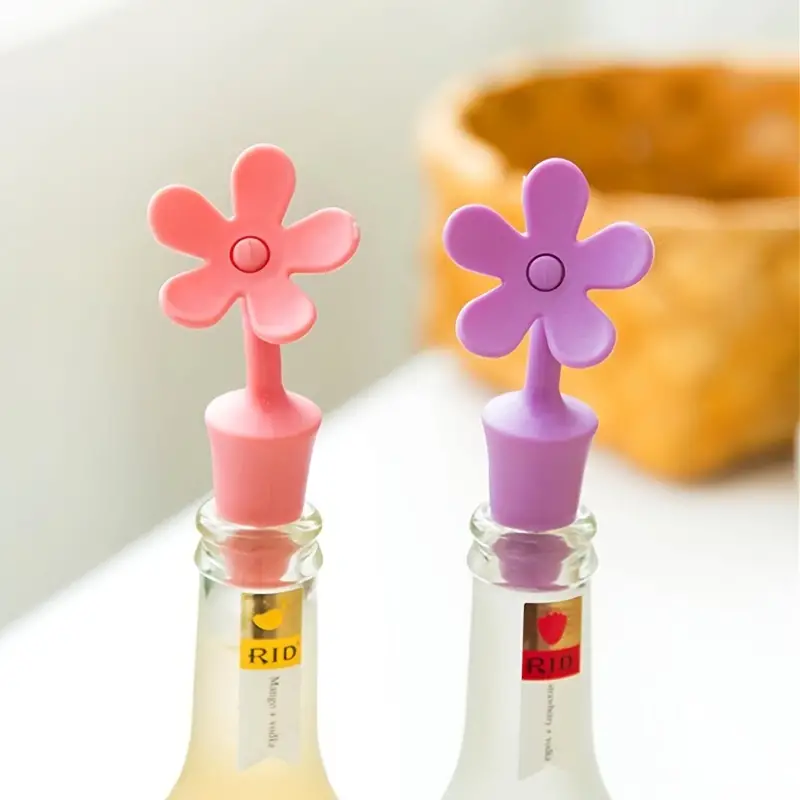 Flower Silicone Wine Stopper - Red