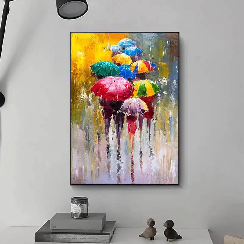 Abstract Man In The Rain Canvas Painting 4