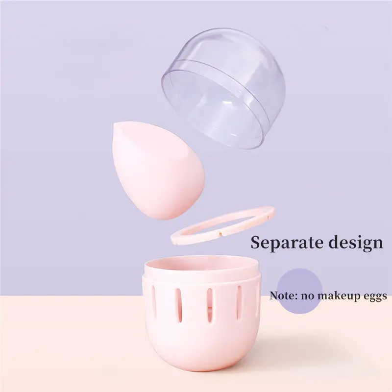 breathable makeup sponge storage box travel portable transparent dustproof powder puff makeup beauty blender finishing box display stand case details 2