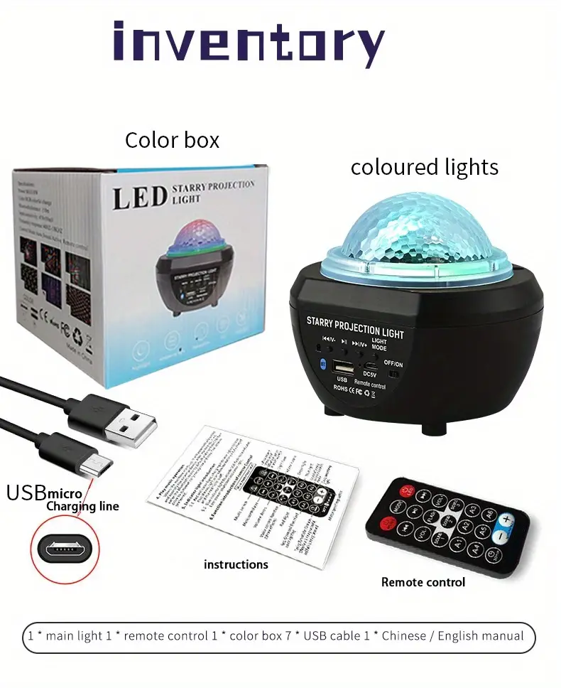 1pc led projetor de onda de água aurora luz noturna com controle remoto recarregável usb atmosfera luz para quarto sala de jogos detalhes de decoração de casa 8