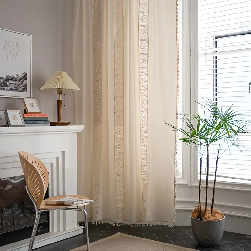 Boho Linen Semi Blackout Curtains