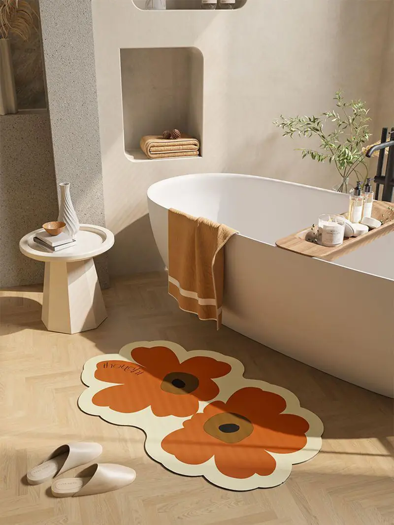 Flower Shaped Floor Mat - Orange