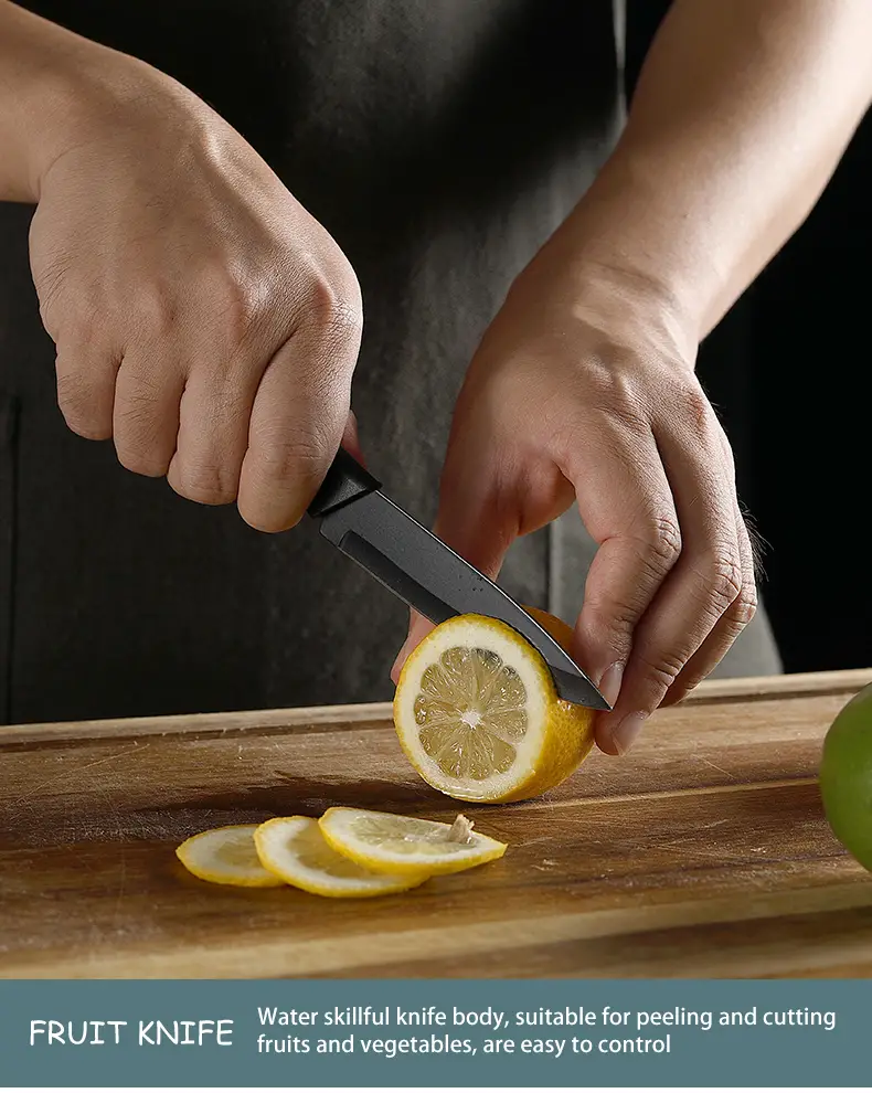 3pcs black blade kitchen knife set