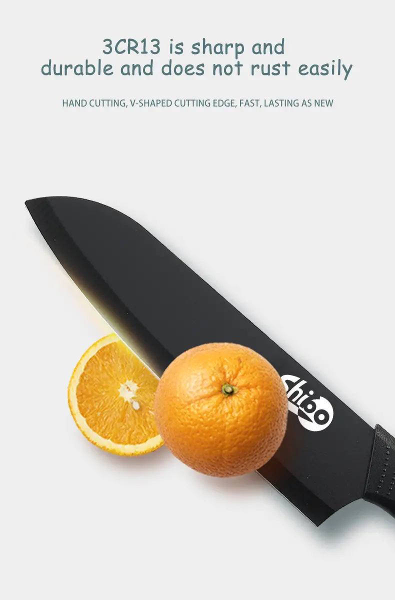 3pcs black blade kitchen knife set
