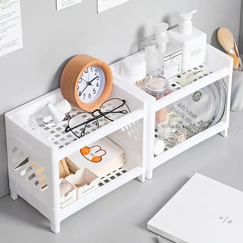 Desktop Double-Layer Rack - Pink