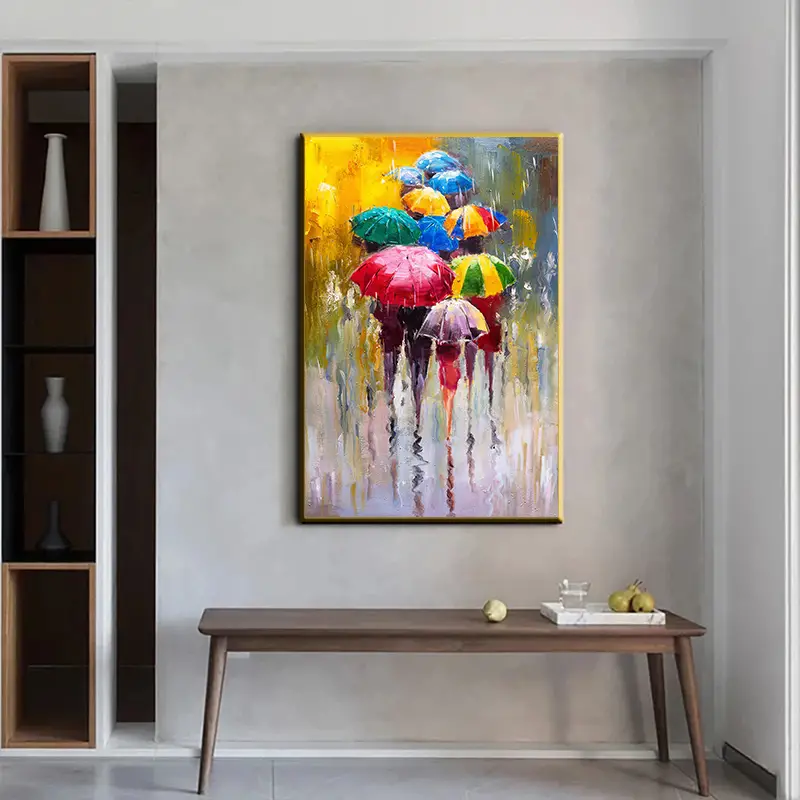 Abstract Man In The Rain Canvas Painting 6
