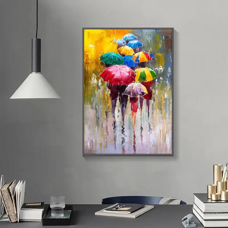 Abstract Man In The Rain Canvas Painting 5
