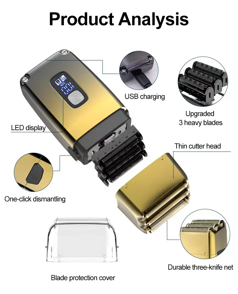 USB Rechargeable 4D Shaver with Titanium Blades - BlueZilla