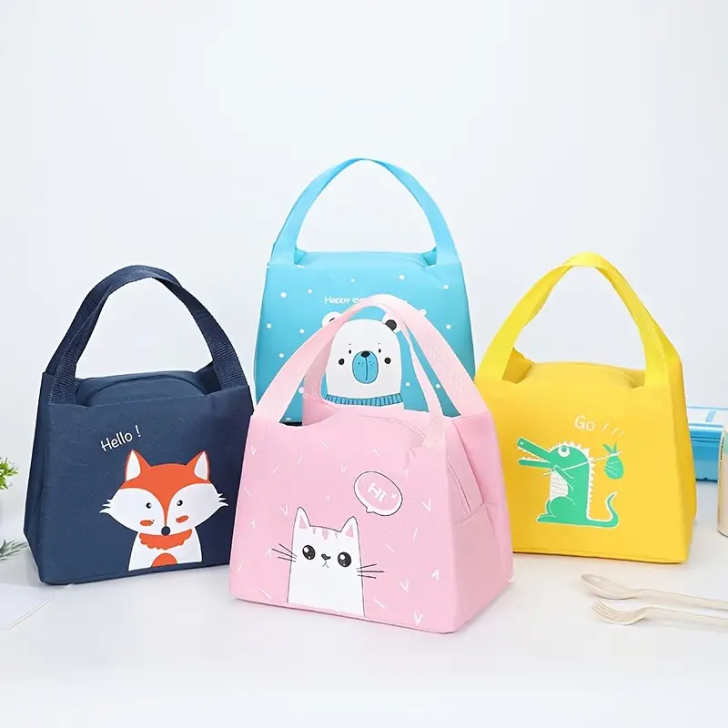 1pc lancheira para mulheres homens portátil bonito animal padrão tote lancheira escola lancheira isolada tote saco térmico reutilizável para trabalho escola piquenique praia ou viagem detalhes 2