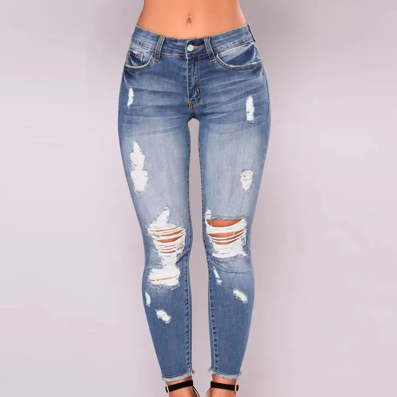 Blue Ripped Skinny Jeans - Image 4