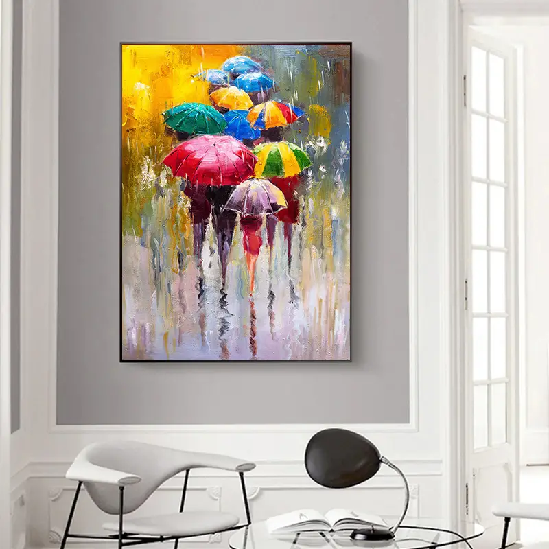 Abstract Man In The Rain Canvas Painting 3
