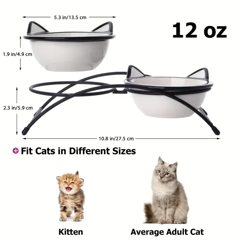 1 set white ears cat bowl 5 3 inch cat bowls elevated cat food water bowls raised cat bowls with stand ceramic pet dishes for cats details 3