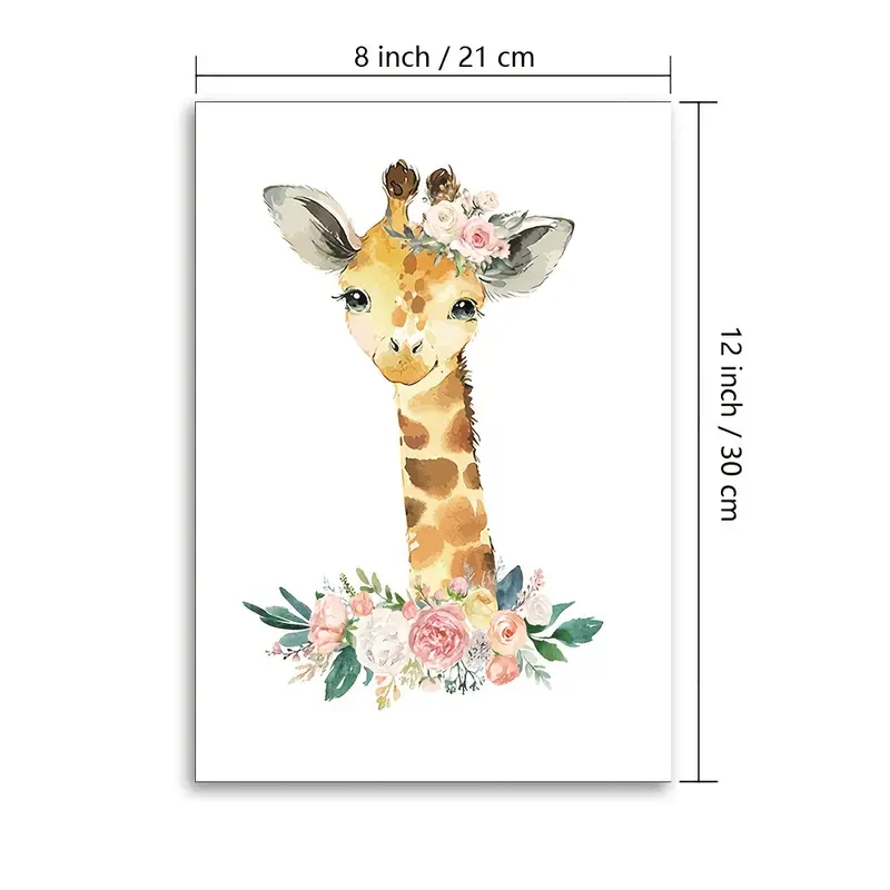 6pcs watercolor cute animal flower poster wall art