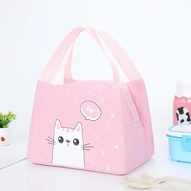 1pc lancheira para mulheres homens portátil bonito animal padrão tote lancheira escola lancheira isolada tote saco térmico reutilizável para trabalho escola piquenique praia ou viagem detalhes 1