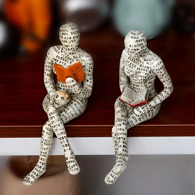 1pc figuras de leitura artesanato leitura de resina escultura de mesa enfeites de mesa presentes para sala de estudo em casa detalhes de decoração do jardim 1