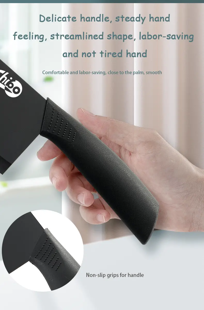 3pcs black blade kitchen knife set