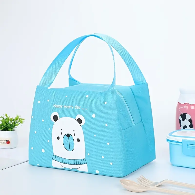 1pc lancheira para mulheres homens portátil bonito animal padrão tote lancheira escola lancheira isolada tote saco térmico reutilizável para trabalho escola piquenique praia ou viagem detalhes 6